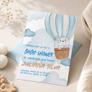 Blauw & Witte Dieren Baby Shower Uitnodiging aanpa
