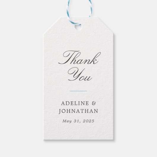 Blauw Witte Elegante Trouw Dank Je Cadeaulabel (Voorkant)