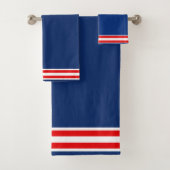 Blauw witte en rode handdoekset bad handdoek (Insitu)