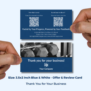 Blauw Witte Fitness Branding Seizoensreview Bedank Visitekaartje