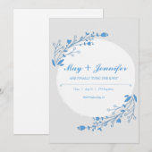 Blauw-witte Floral Kaart (Voorkant / Achterkant)