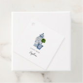Blauw-witte gemberpot & topiaire geschenklabels bedankjes labels (In situ)