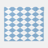 Blauw Witte Geometrische Diamant Argyle Patroon Fleece Deken (Voorkant (Horizontaal))