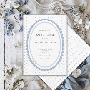 Blauw Witte Geschulpte Lijst Vintage Kaart