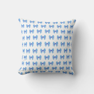 Blauw-witte gingham boog patroon kussen