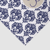 Blauw & Witte Glam Damask Monogram Letter Initiaal Tissuepapier (Detail)
