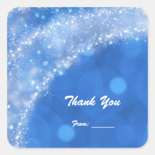 Blauw & Witte Glitter Assepoester Feest voor elke  Vierkante Sticker