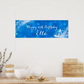 Blauw & Witte Glitter Assepoester-hak Aangepaste F Poster (Keuken)