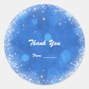 Blauw & Witte Glitter Pailletten Assepoester Feest Ronde Sticker