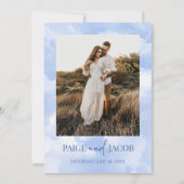 Blauw Witte Glitterwolken Droomachtige Elegante Tr Save The Date (Achterkant)