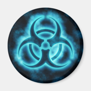 Blauw-witte gloed Biohazard Symbol Magnet Magneet