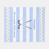 Blauw witte golfclubs gepersonaliseerd fleece deken (Voorkant (Horizontaal))