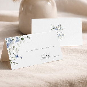 Blauw Witte Groene Bloemstuk Bruiloft Plaatskaart Kaart