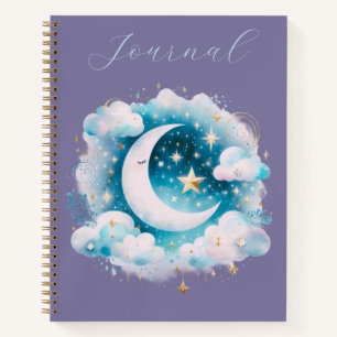 Blauw & Witte Halve Maan Celestial Boho Journal Notitieboek