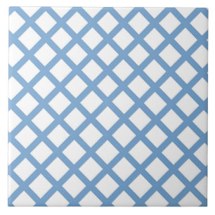 Blauw Witte Harlekijn Diamant Streep Patroon Tegeltje
