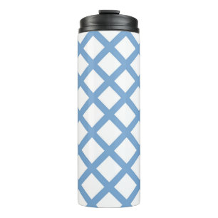 Blauw Witte Harlekijn Diamant Streep Patroon Thermosbeker