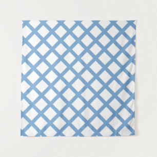 Blauw Witte Harlekijn Diamant Streep Patroon Wandkleed