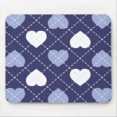 Blauw-witte harten Argyle Muismat (Voorkant)