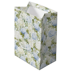 Blauw Witte Hortensia Romantische Bloemige Bruidsd Medium Cadeauzakje