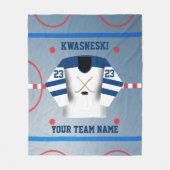 Blauw | Witte ijskop | Player Jersey Fleece Deken (Voorkant)
