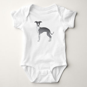 Blauw-Witte Italiaanse Greyhound Schattige Cartoon Romper