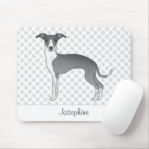 Blauw-Witte Italiaanse Windhond Met Aangepaste Naa Muismat