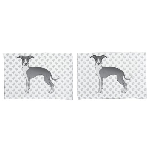 Blauw-Witte Italiaanse Windhond met poten Kussensloop (Voorkant-Set)
