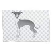 Blauw-Witte Italiaanse Windhond met poten Kussensloop (Voorkant-Links)