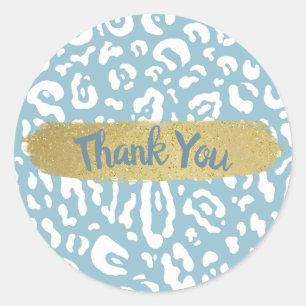 Blauw & Witte Jachtluipaard Luipaard Dierenprint F Ronde Sticker