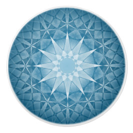 Blauw Witte Kaleidoscoop Patroon Mandala Keramische Knop
