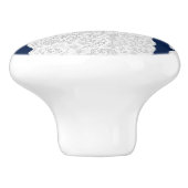 Blauw & Witte Kant Rustieke Romantische Elegante Keramische Knop (Zijkant)