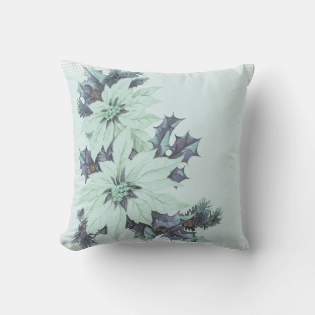 Blauw & Witte Kerst Kussen (Voorkant)