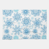 Blauw witte kerst sneeuwvlok keukenhanddoek (Horizontaal)