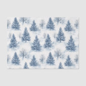 Blauw Witte Kerstdennen Tissuepapier (Voorkant)