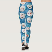 Blauw-witte kerstsneeuw Schattige Winter Leggings (Achterkant)
