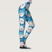 Blauw-witte kerstsneeuw Schattige Winter Leggings (Rechts)