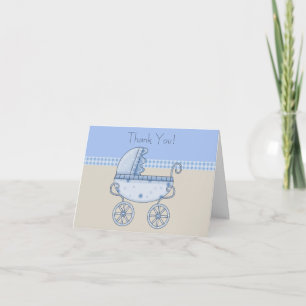 Blauw-witte kinderwagen Jongen Bedankkaartjes Bedankkaart