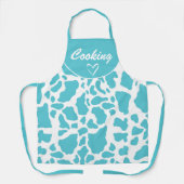 Blauw & Witte Koeienvlekken Dierprintpatroon Schort (Voorkant)