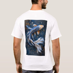 Blauw-witte Koi Fish Zen Pond T-shirt