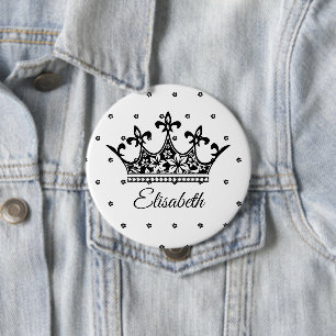 Blauw-witte koninginnenkroop, mooie vintage ronde button 4,0 cm