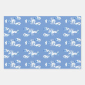 Blauw-witte kreeftenwikkelbladen inpakpapier vel (Voorkant 2)