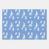 Blauw-witte kreeftenwikkelbladen inpakpapier vel (Voorkant 3)