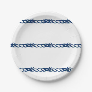 Blauw-witte-lijnpatroonpartij Papieren Bordje