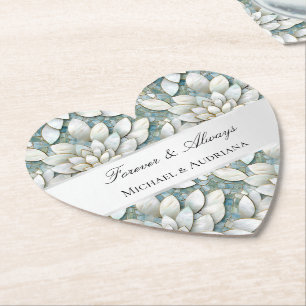 Blauw Witte Lotus Bloemen Bruidsdouche Kartonnen Onderzetters