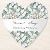 Blauw Witte Lotus Bloemen Bruidsdouche Kartonnen Onderzetters (Voorkant)