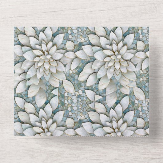 Blauw Witte Lotus Bloemen Huwelijk All In One Uitnodiging (Achterkant)