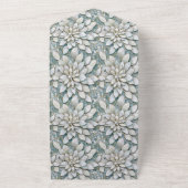 Blauw Witte Lotus Bloemen Huwelijk All In One Uitnodiging (Buitenkant)