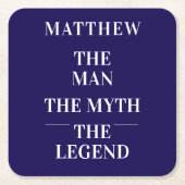 Blauw witte man mythe legende vrijgezel vierkante kartonnen onderzetter (Voorkant)