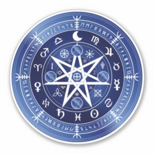 Blauw-witte mandala symbool van bescherming vinyl sticker