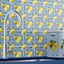 Blauw Witte Mediterraan Citroen Patroon